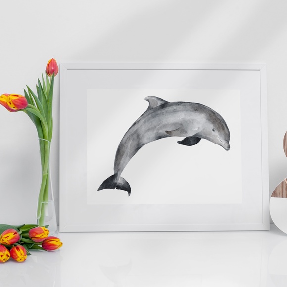 Wall Art Watercolor Dolphin Print Poster Unframed - Picture 6 of 7